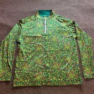 Mens XL Pins And Aces Limited Edition Augusta GA  Floral 1/4 zip Long Sleeve